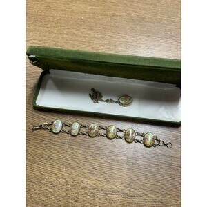 Vintage Bojar 12k Gold Filled Scarab Bracelet 7" W/ Necklace Fongonard Paintings
